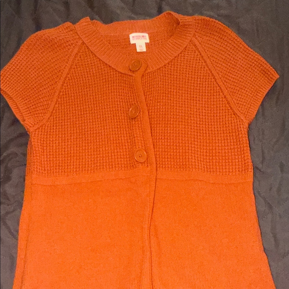 Women’s Orange Short Sleeve Cardigan - Picture 3 of 4